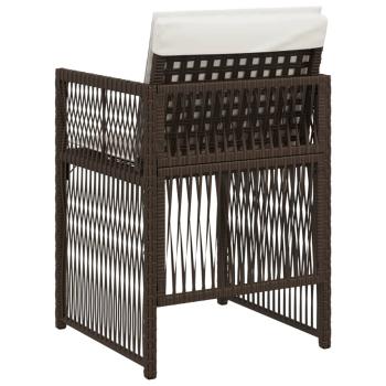 Gartenstühle mit Kissen 4 Stk. Braun Poly Rattan