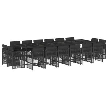 17-tlg. Garten-Essgruppe mit Kissen Schwarz Poly Rattan