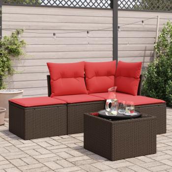 ARDEBO.de - 5-tlg. Garten-Sofagarnitur mit Kissen Braun Poly Rattan