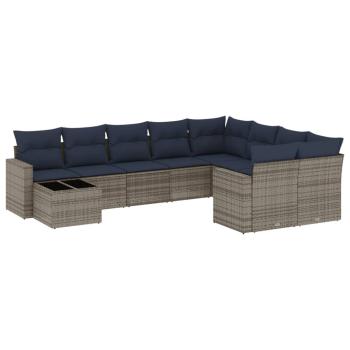 ARDEBO.de - 10-tlg. Garten-Sofagarnitur mit Kissen Grau Poly Rattan