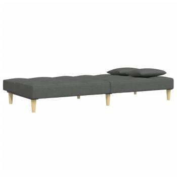 Schlafsofa 2-Sitzer mit Fußhocker Dunkelgrau Stoff