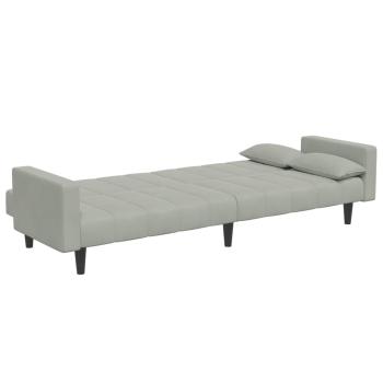 Schlafsofa 2-Sitzer mit Fußhocker Hellgrau Samt