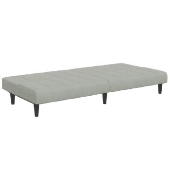 Schlafsofa 2-Sitzer mit Fußhocker Hellgrau Samt