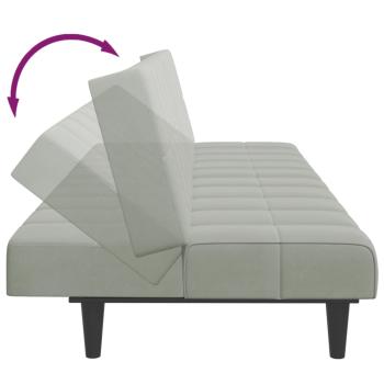Schlafsofa 2-Sitzer mit Fußhocker Hellgrau Samt
