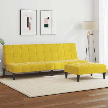 ARDEBO.de - Schlafsofa 2-Sitzer mit Fußhocker Gelb Samt