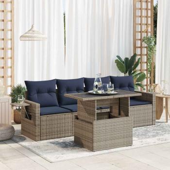 ARDEBO.de - 5tlg. Garten-Sofagarnitur mit Kissen Schwarz Poly Rattan Akazie