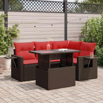 ARDEBO.de - 5-tlg. Garten-Sofagarnitur mit Kissen Grau Poly Rattan Akazie