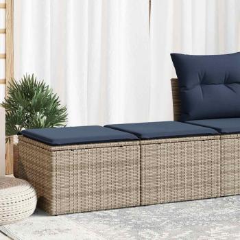 ARDEBO.de - 2-tlg. Garten-Sofagarnitur mit Kissen Grau Poly Rattan Akazie