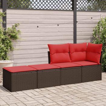 2-tlg. Garten-Sofagarnitur mit Kissen Braun Poly Rattan Akazie
