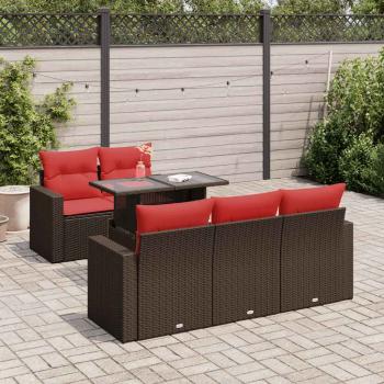 ARDEBO.de - 6-tlg. Garten-Sofagarnitur mit Kissen Braun Poly Rattan Akazie