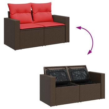 6-tlg. Garten-Sofagarnitur mit Kissen Braun Poly Rattan Akazie
