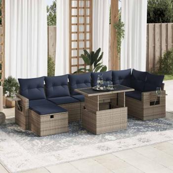 ARDEBO.de - 8-tlg. Garten-Sofagarnitur mit Kissen Braun Poly Rattan Akazie