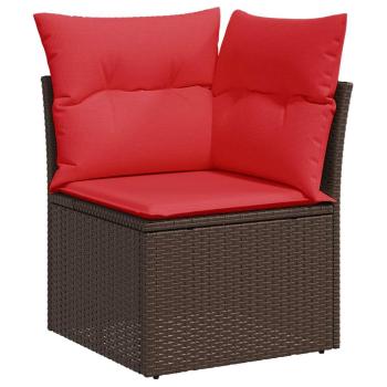 7-tlg. Garten-Sofagarnitur mit Kissen Braun Poly Rattan