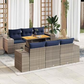 ARDEBO.de - 7-tlg. Garten-Sofagarnitur mit Kissen Grau Poly Rattan