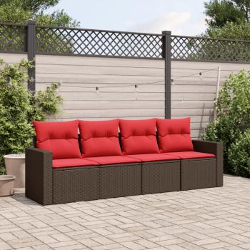 ARDEBO.de - 4-tlg. Garten-Sofagarnitur mit Kissen Braun Poly Rattan
