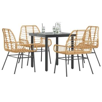 ARDEBO.de - 5-teiliges Garten-Esszimmerset Braunes Polyrattanglas