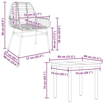 5-teiliges Garten-Esszimmerset Braunes Polyrattanglas