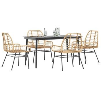 ARDEBO.de - 5-teiliges Garten-Esszimmerset Braunes Polyrattanglas