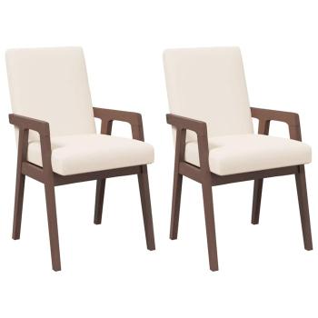 Esszimmerstühle mit Kissen 2 Stk. Braun Massivholz Gummibaum