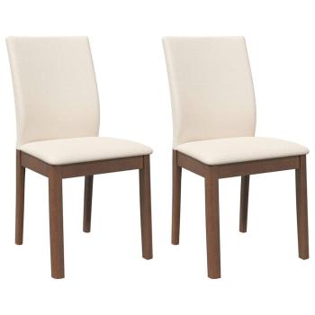 Esszimmerstühle mit Kissen 2 Stk. Braun Massivholz Gummibaum