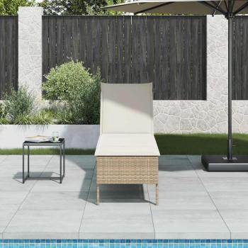 ARDEBO.de - Sonnenliege mit Auflage Beige 55x200x44 cm Poly Rattan