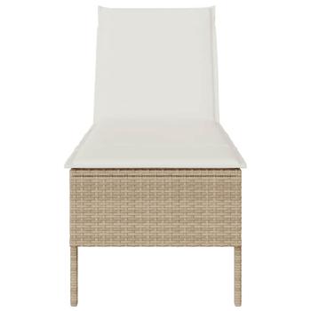 Sonnenliege mit Auflage Beige 55x200x44 cm Poly Rattan