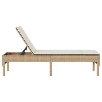 Sonnenliege mit Auflage Beige 55x200x44 cm Poly Rattan
