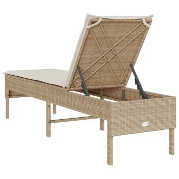 Sonnenliege mit Auflage Beige 55x200x44 cm Poly Rattan