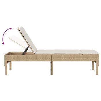 Sonnenliege mit Auflage Beige 55x200x44 cm Poly Rattan