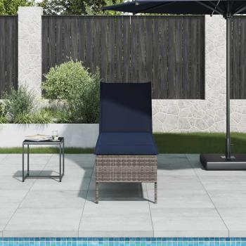 ARDEBO.de - Sonnenliege mit Auflage Grau 55x200x44 cm Poly Rattan