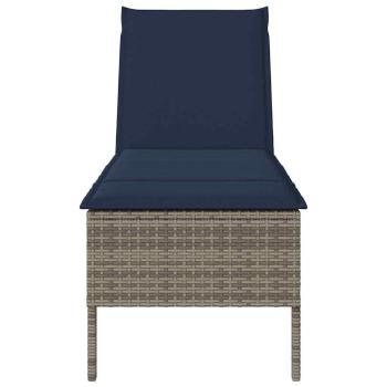 Sonnenliege mit Auflage Grau 55x200x44 cm Poly Rattan