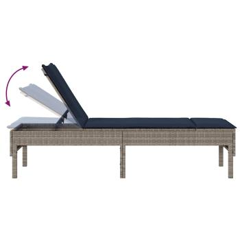 Sonnenliege mit Auflage Grau 55x200x44 cm Poly Rattan