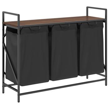 Wäschekorb 3 Fächer mit Ablage Braun Eichen-Optik