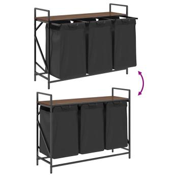 Wäschekorb 3 Fächer mit Ablage Braun Eichen-Optik