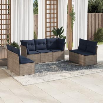 ARDEBO.de - 7-tlg. Garten-Sofagarnitur mit Kissen Grau Poly Rattan