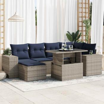 ARDEBO.de - 9-tlg. Garten-Sofagarnitur mit Kissen Grau Poly Rattan Akazie