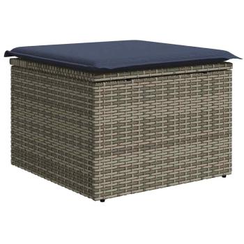 11-tlg. Garten-Sofagarnitur mit Kissen Grau Poly Rattan Akazie