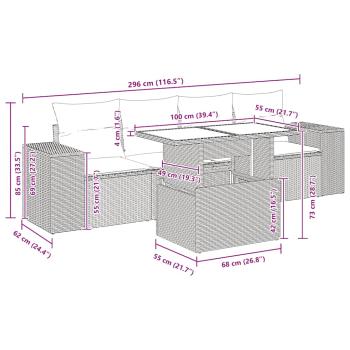 5-tlg. Garten-Sofagarnitur mit Kissen Grau Poly Rattan Akazie