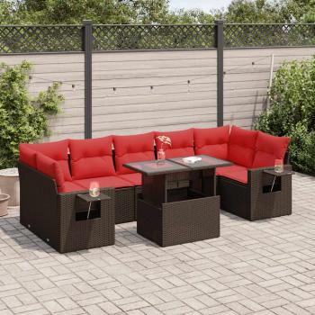 ARDEBO.de - 8-tlg. Garten-Sofagarnitur mit Kissen Grau Poly Rattan Akazie