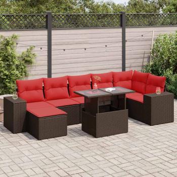 ARDEBO.de - 8-tlg. Garten-Sofagarnitur mit Kissen Braun Poly Rattan Akazie