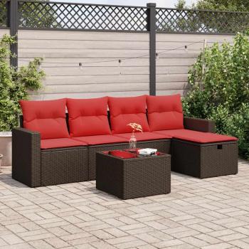 ARDEBO.de - 6-tlg. Garten-Sofagarnitur mit Kissen Braun Poly Rattan