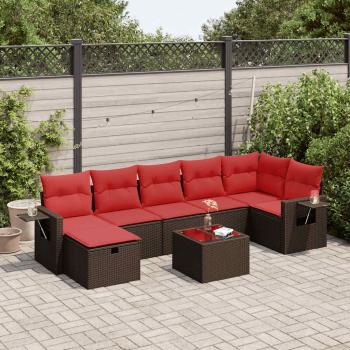 ARDEBO.de - 8-tlg. Garten-Sofagarnitur mit Kissen Braun Poly Rattan