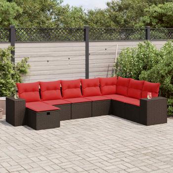 ARDEBO.de - 8-tlg. Garten-Sofagarnitur mit Kissen Braun Poly Rattan