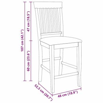 Barhocker 2 Stk. Weiß Massivholz Gummibaum