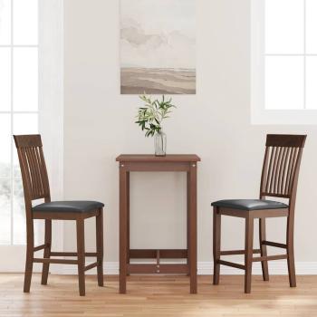 ARDEBO.de - Barhocker mit Kissen 2 Stk. Braun Massivholz Gummibaum