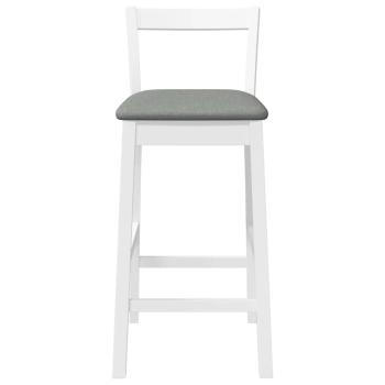 Barhocker mit Kissen 2 Stk. Weiß Massivholz Gummibaum