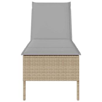 Sonnenliege mit Auflage Beige 55x200x44 cm Poly Rattan