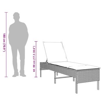 Sonnenliege mit Auflage Beige 55x200x44 cm Poly Rattan