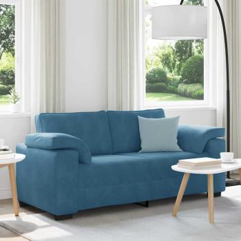 ARDEBO.de - Zweisitzer-Sofa Blau 140 cm Samt