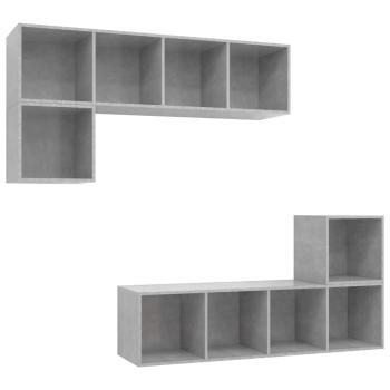 4-tlg. TV-Schrank-Set Betongrau Holzwerkstoff